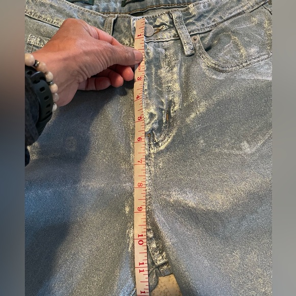 Baggy High Waisted Metallic Blue Jeans - Picture 3 of 11